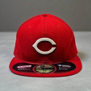 New Era Cincinnati Reds Fitted Hat Cap 59Fifty Cool Base Red MLB‎ Size 7 5/8